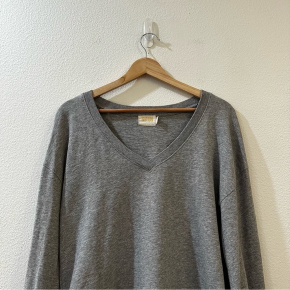 Nation LTD. Willa Bishop Sleeve Grey V-Neck Knit 100% Cotton Pullover Top Size S - Picture 6 of 12